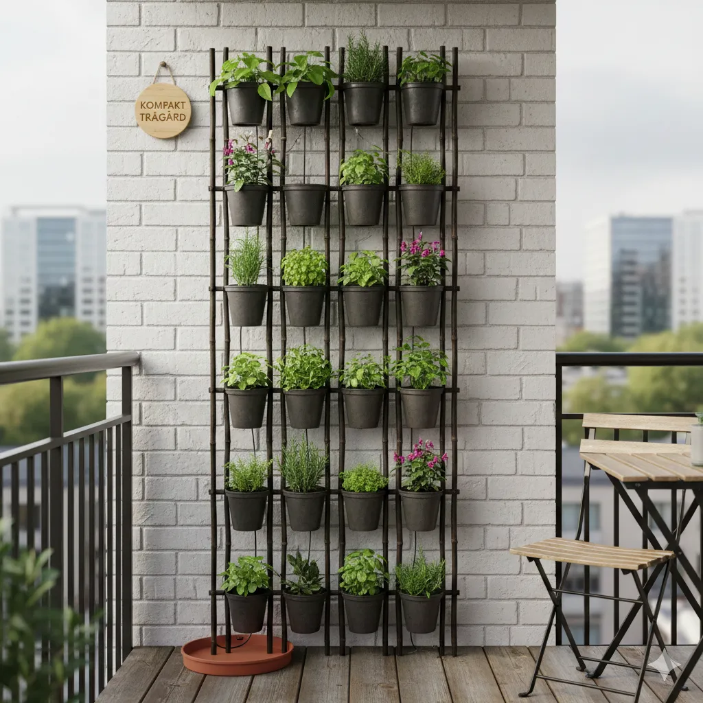 Kompakt vertikal trädgård för små utrymmen
